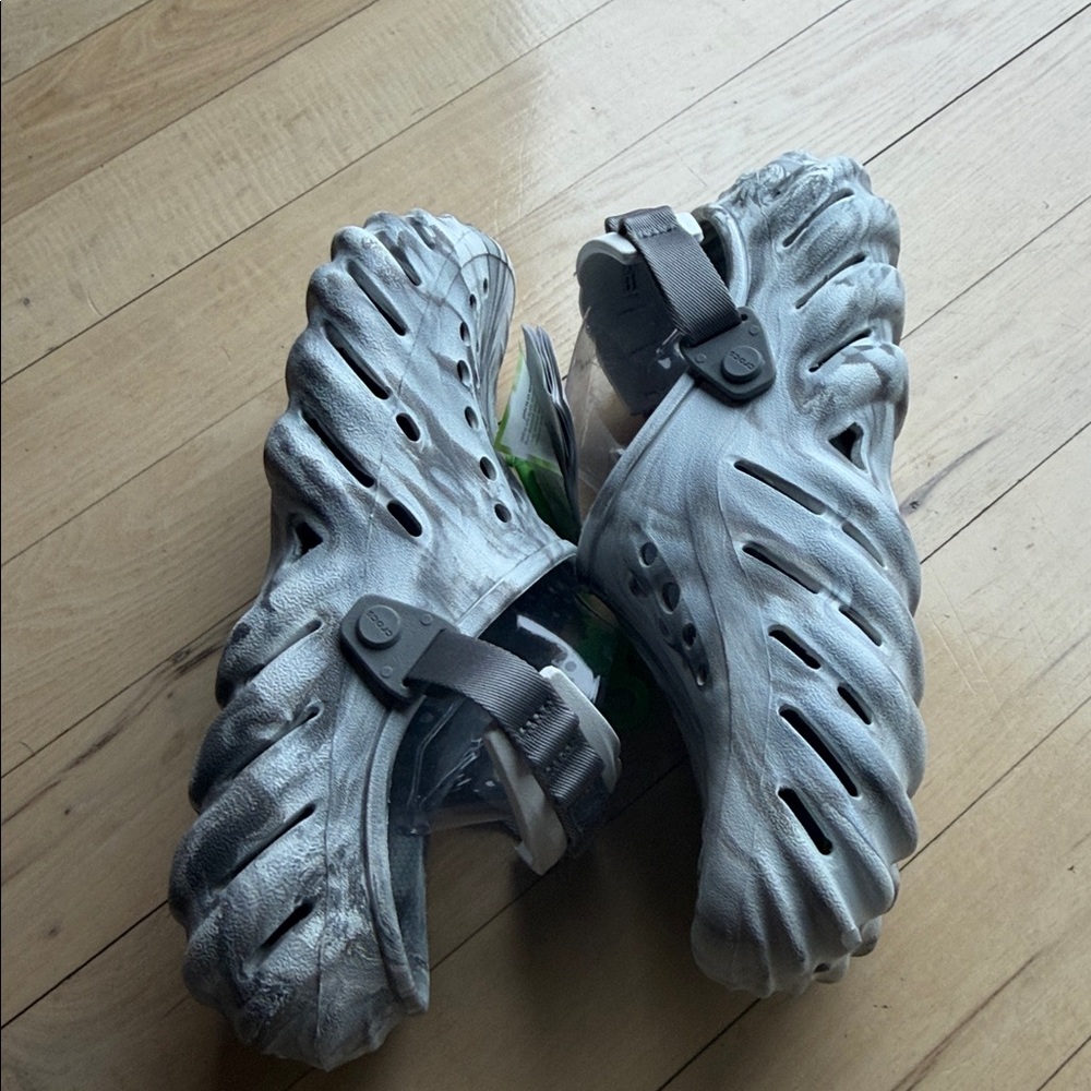 Crocs Echo Clog Marbled Grey‎ White Mens Size 13 Adjustable Turbo Strap NEW - Picture 5 of 16